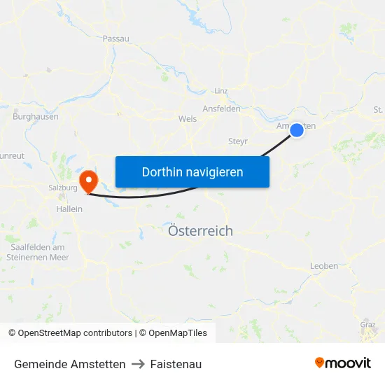 Gemeinde Amstetten to Faistenau map