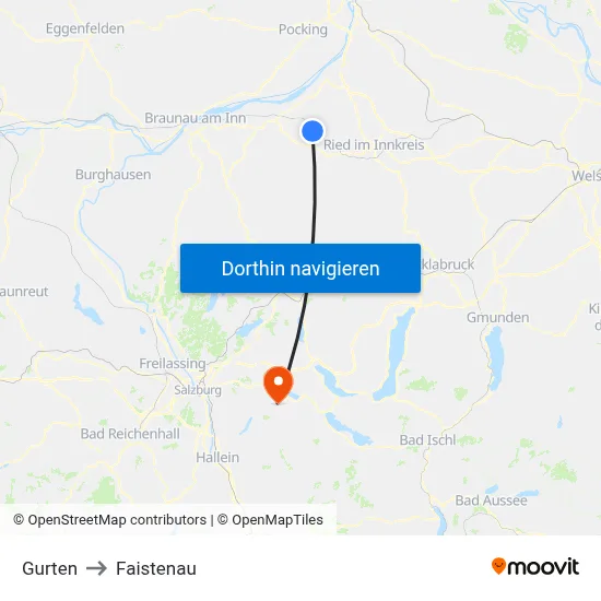 Gurten to Faistenau map