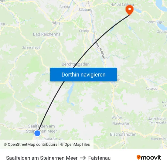 Saalfelden am Steinernen Meer to Faistenau map