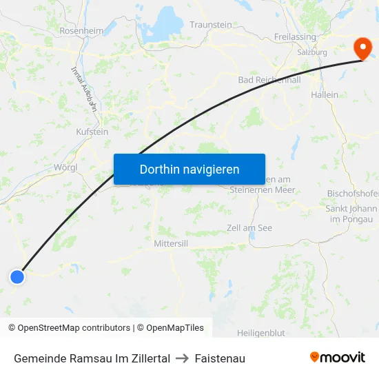 Gemeinde Ramsau Im Zillertal to Faistenau map