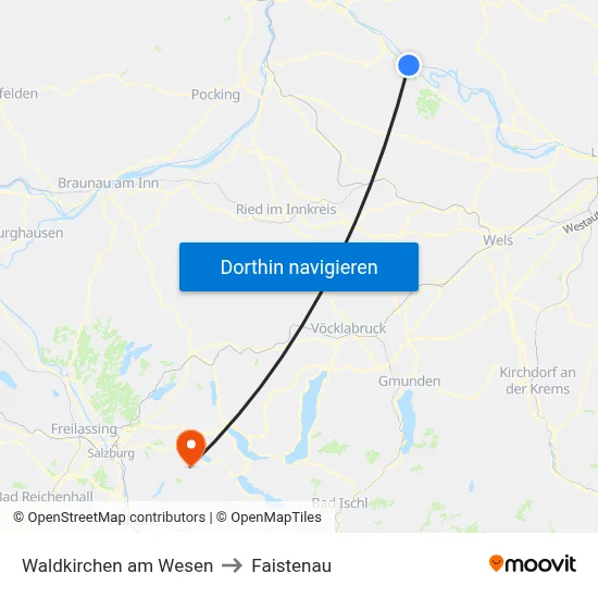 Waldkirchen am Wesen to Faistenau map