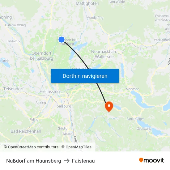 Nußdorf am Haunsberg to Faistenau map