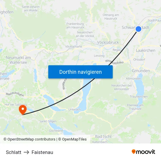 Schlatt to Faistenau map