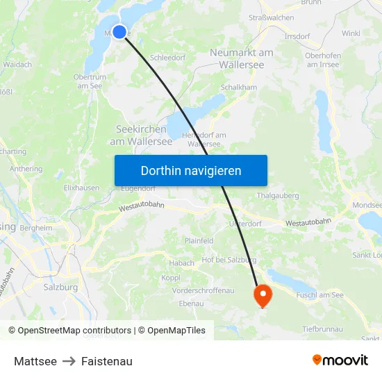 Mattsee to Faistenau map