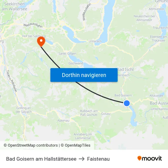 Bad Goisern am Hallstättersee to Faistenau map