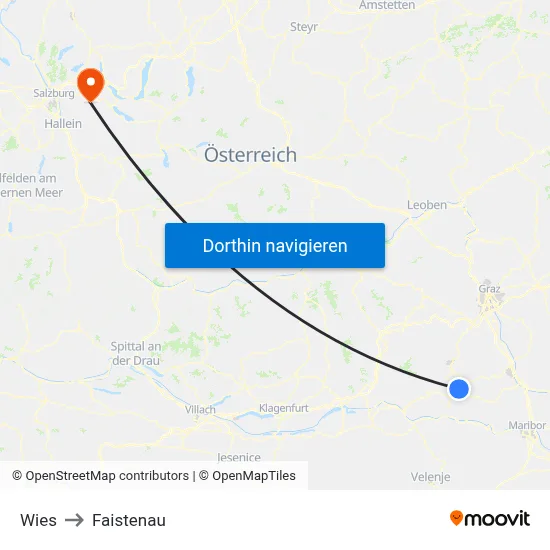 Wies to Faistenau map
