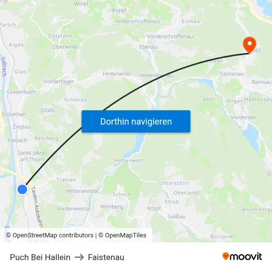 Puch Bei Hallein to Faistenau map