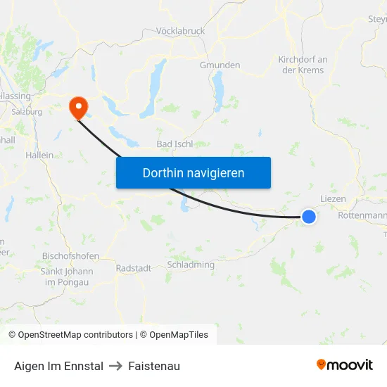 Aigen Im Ennstal to Faistenau map