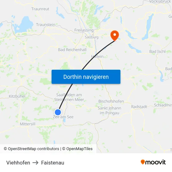 Viehhofen to Faistenau map