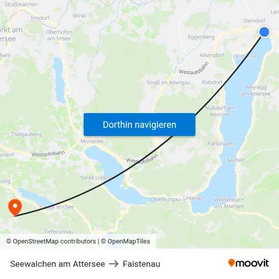 Seewalchen am Attersee to Faistenau map