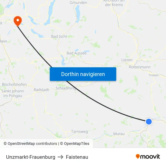 Unzmarkt-Frauenburg to Faistenau map