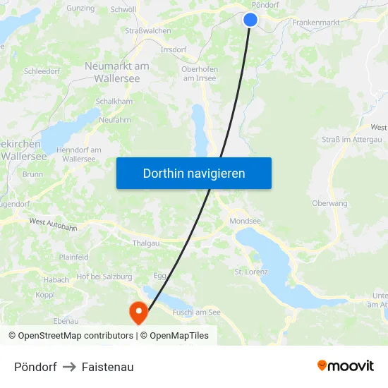 Pöndorf to Faistenau map