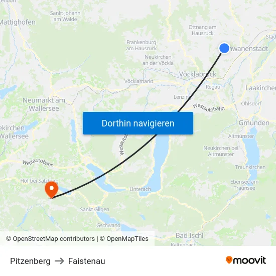 Pitzenberg to Faistenau map