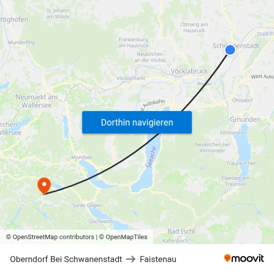 Oberndorf Bei Schwanenstadt to Faistenau map