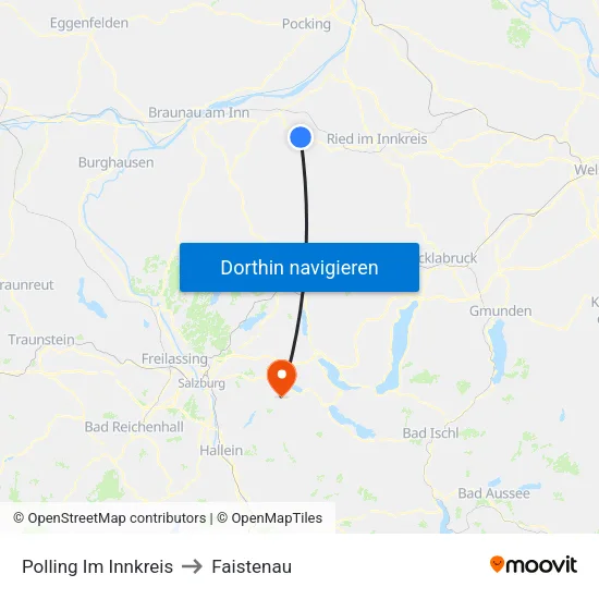 Polling Im Innkreis to Faistenau map