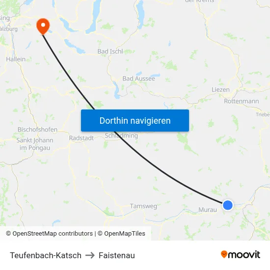 Teufenbach-Katsch to Faistenau map