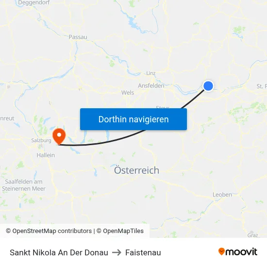 Sankt Nikola An Der Donau to Faistenau map