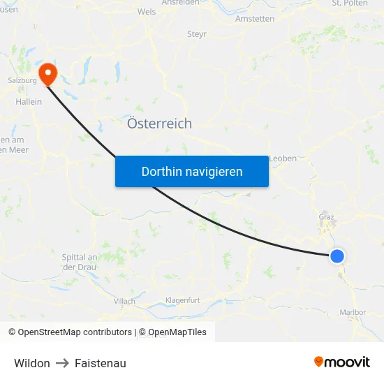 Wildon to Faistenau map