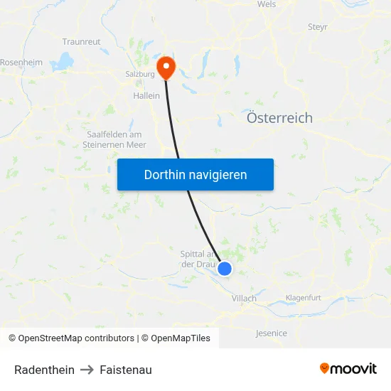 Radenthein to Faistenau map
