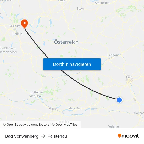 Bad Schwanberg to Faistenau map