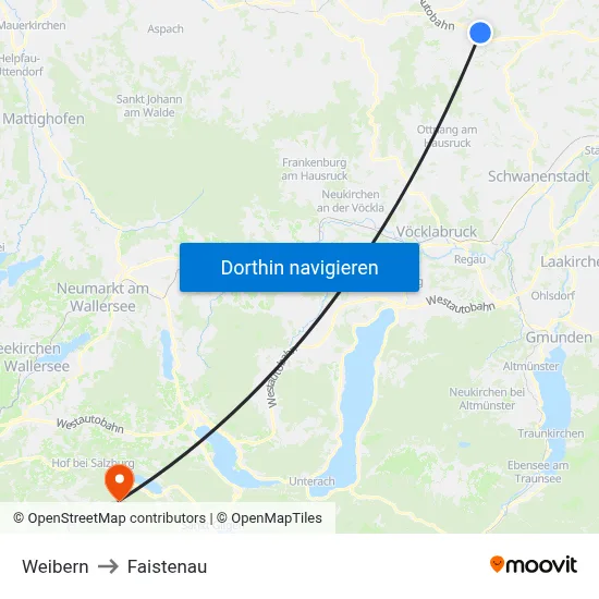 Weibern to Faistenau map