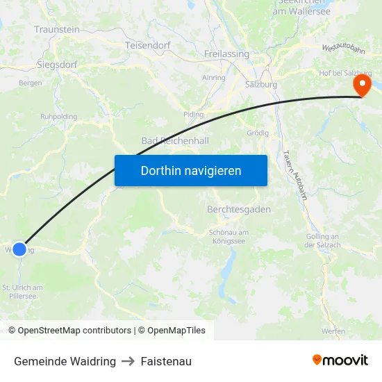 Gemeinde Waidring to Faistenau map