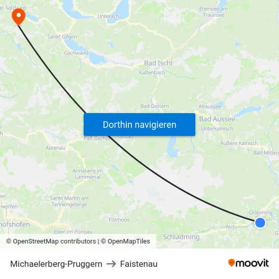Michaelerberg-Pruggern to Faistenau map