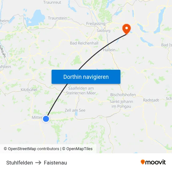 Stuhlfelden to Faistenau map