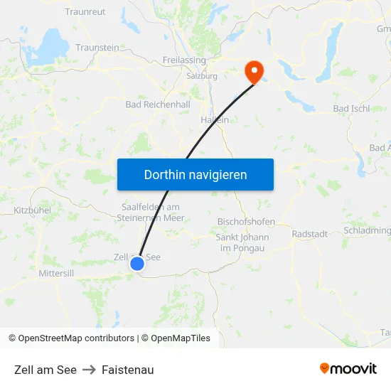 Zell am See to Faistenau map