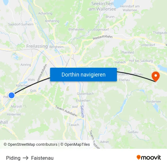 Piding to Faistenau map