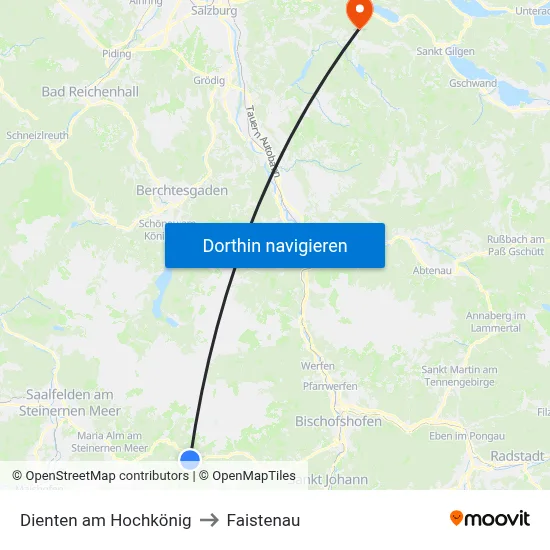 Dienten am Hochkönig to Faistenau map