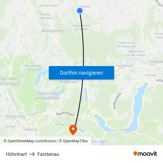 Höhnhart to Faistenau map