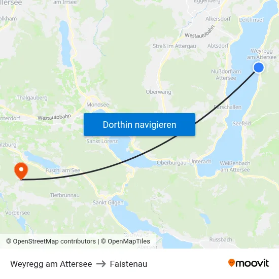 Weyregg am Attersee to Faistenau map