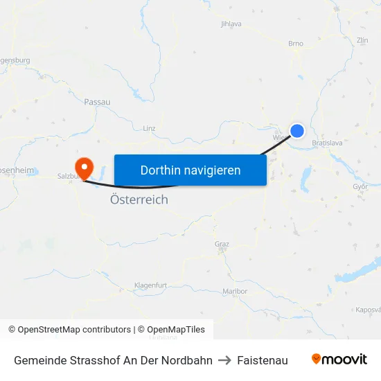 Gemeinde Strasshof An Der Nordbahn to Faistenau map