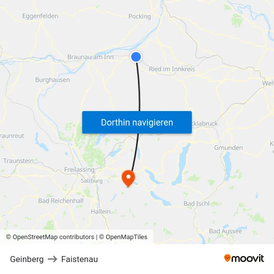 Geinberg to Faistenau map