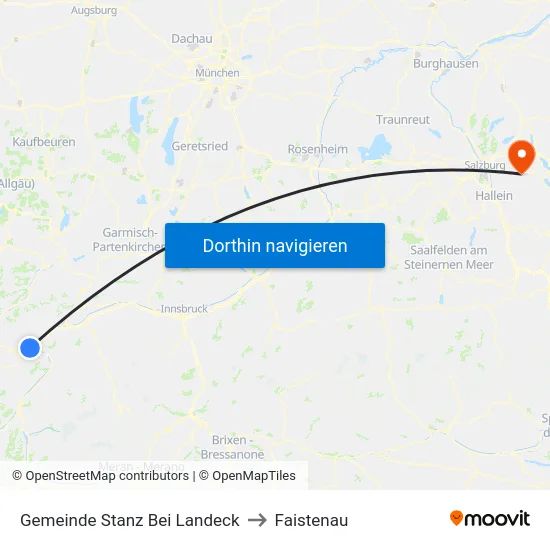 Gemeinde Stanz Bei Landeck to Faistenau map