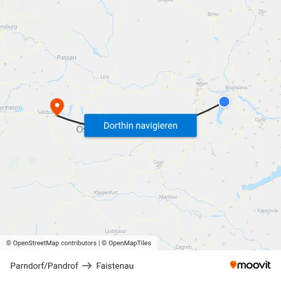Parndorf/Pandrof to Faistenau map