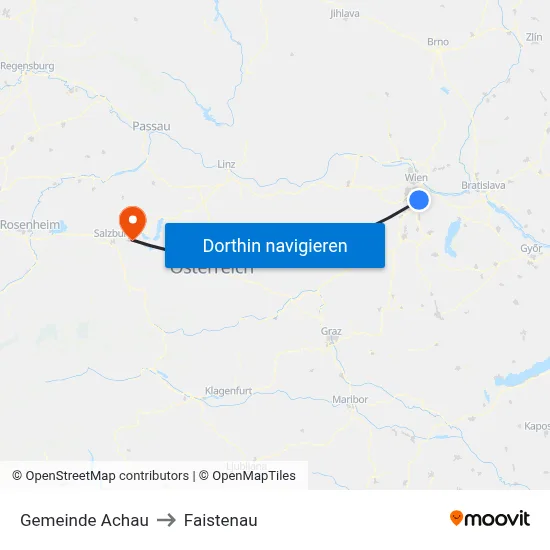 Gemeinde Achau to Faistenau map