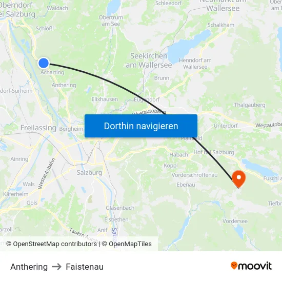 Anthering to Faistenau map