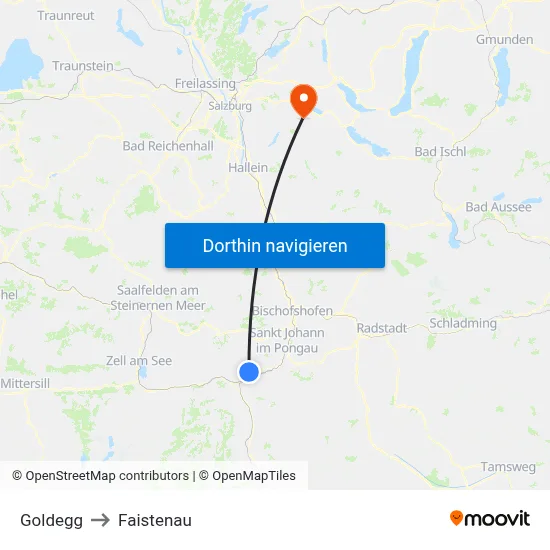 Goldegg to Faistenau map