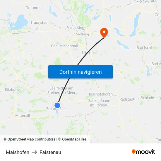 Maishofen to Faistenau map