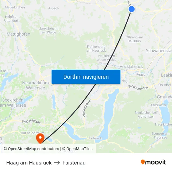 Haag am Hausruck to Faistenau map