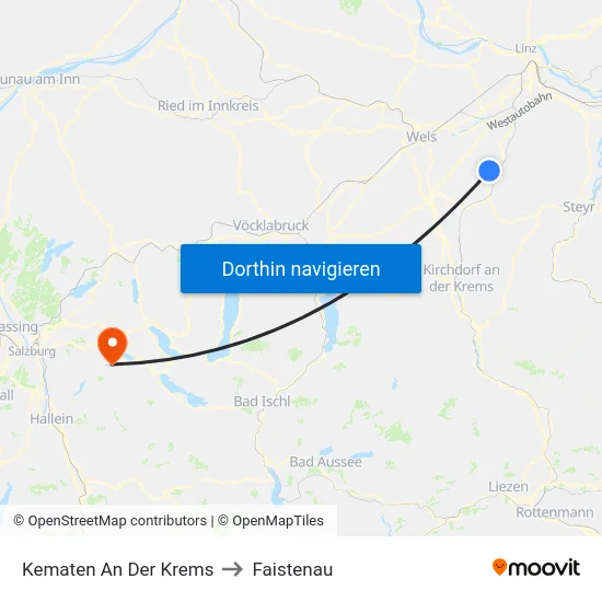 Kematen An Der Krems to Faistenau map