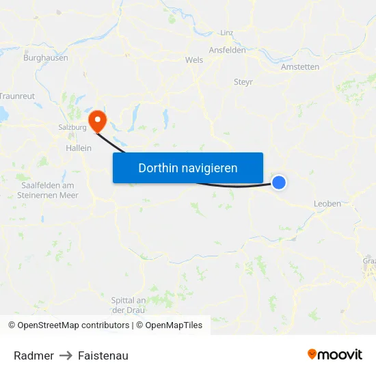 Radmer to Faistenau map