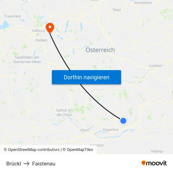 Brückl to Faistenau map