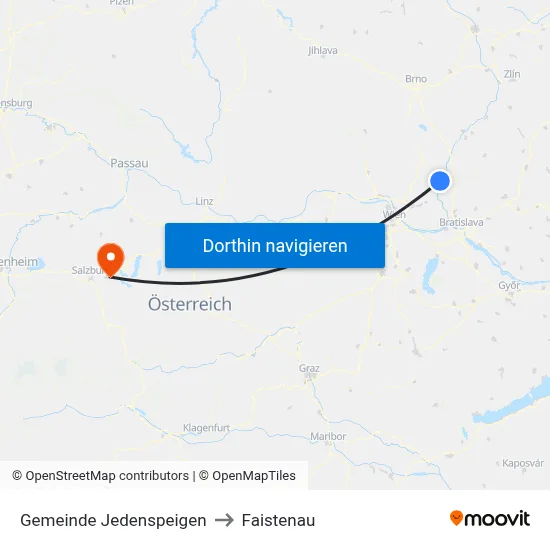 Gemeinde Jedenspeigen to Faistenau map