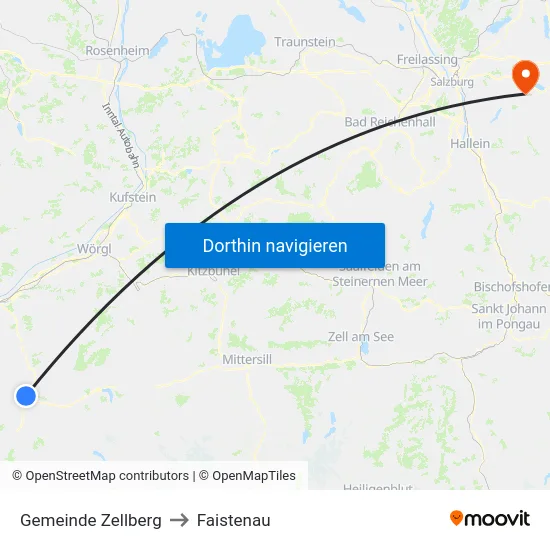 Gemeinde Zellberg to Faistenau map