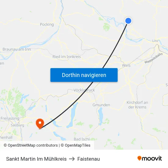 Sankt Martin Im Mühlkreis to Faistenau map