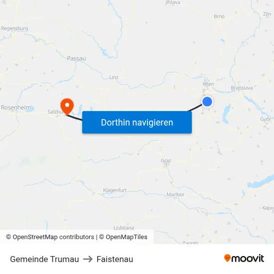Gemeinde Trumau to Faistenau map