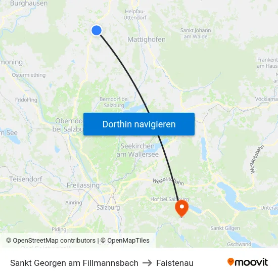 Sankt Georgen am Fillmannsbach to Faistenau map